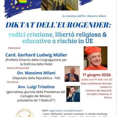 Card. Müller: “Diktat dell’eurogender” mercoledì 17 giugno ore 19 alla Camera dei Deputati a Roma