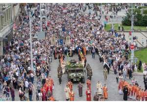 Leopoli i funerali del cardinale Lubomyr Husar 3 giugno AFP