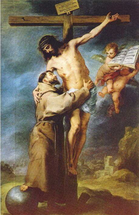 san francesco abbraccia cristo crocifisso bartolomc3a9 esteban murillo