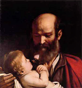 san giuseppe contempla il bambino Gesù